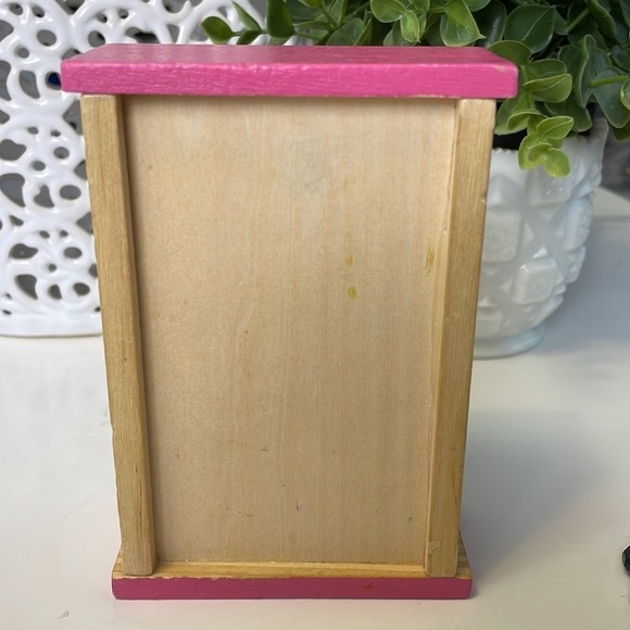 Doll House Wooden Wardrobe with Pink Accents 1:12 Scale - Picture 4 of 9